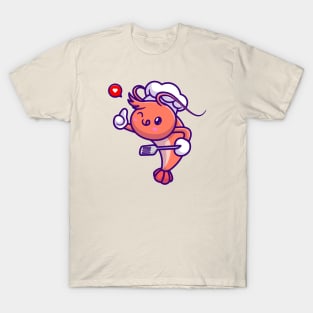 Cute Chef Shrimp Cartoon T-Shirt